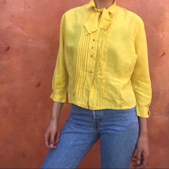 vintage 1950s yellow blouse - Picture 4 of 4